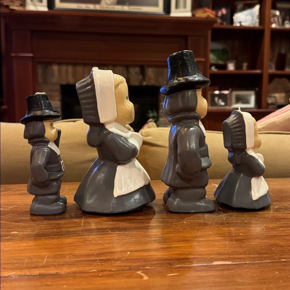 New Rare Gurley Vintage Pilgrim Candle Set of 4  MCM Not Burned Thanksgiving